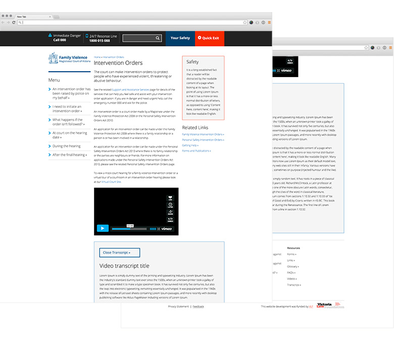 website design, internal page templates